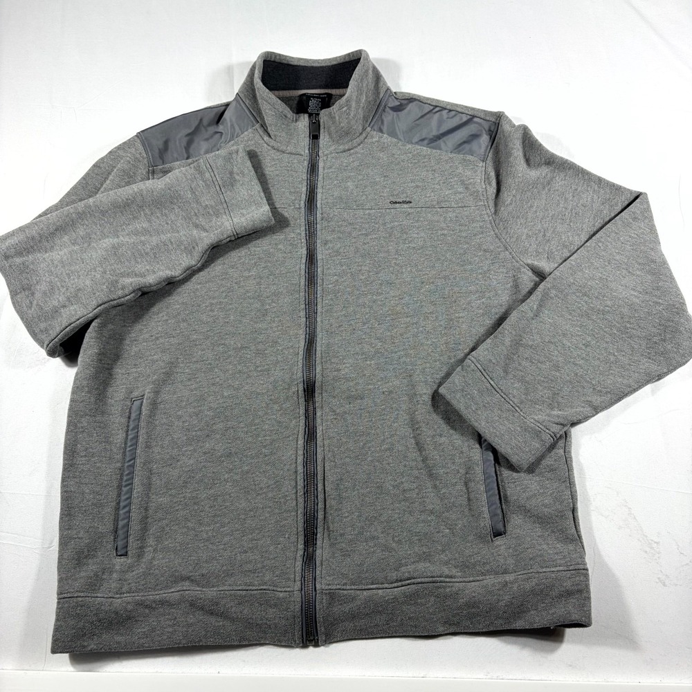 Calvin Klein Jeans Jacket Men XL Gray Fleece Lined Cotton Blend Outdoor Full Zip